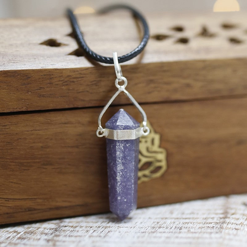 Pendentif en Point avec Cordon - Lepidolite