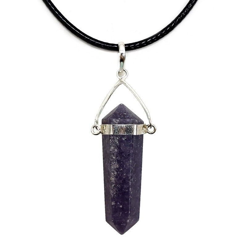 Pendentif en Point avec Cordon - Lepidolite