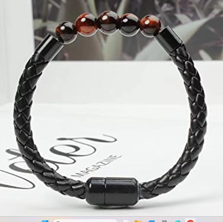 Bracelet Cuir et Pierres Naturelles Homme