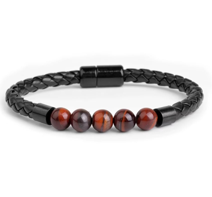 Bracelet Cuir et Pierres Naturelles Homme