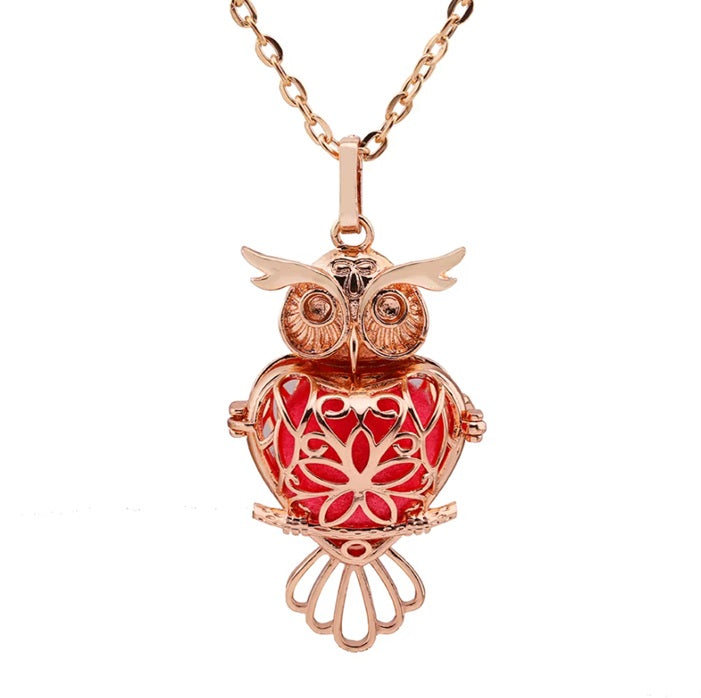 Collier Sphere Diffuseur Hibou Or