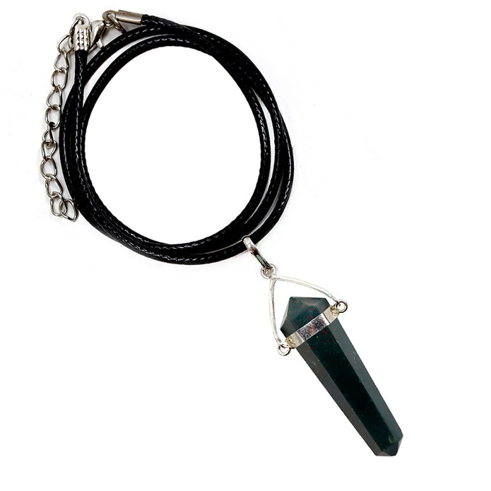 Pendentif en Point avec Cordon - Bloodstone