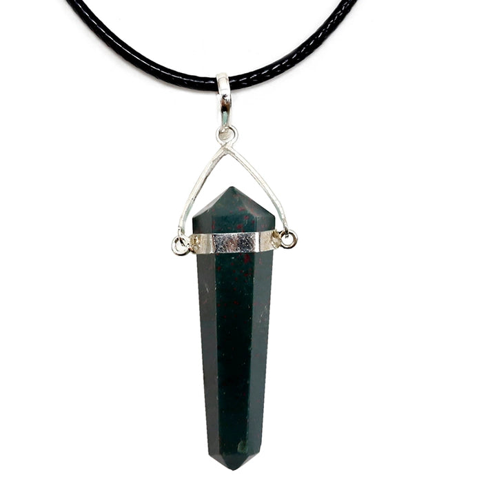 Pendentif en Point avec Cordon - Bloodstone